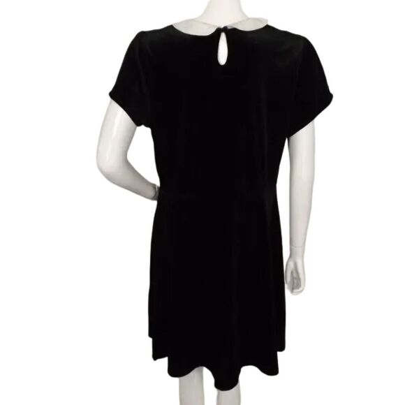 new HOT TOPIC Velvet Dress, Jr. XXL, Black, White collar, Short sleeves, Stretch - Picture 6 of 14